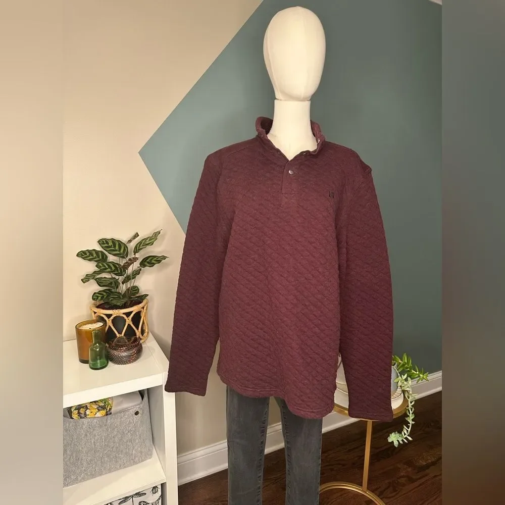 Avalanche Outdoor Quilted Burgundy Pullover Cozy Cotton Blend, Snap Front Large - Picture 2 of 11